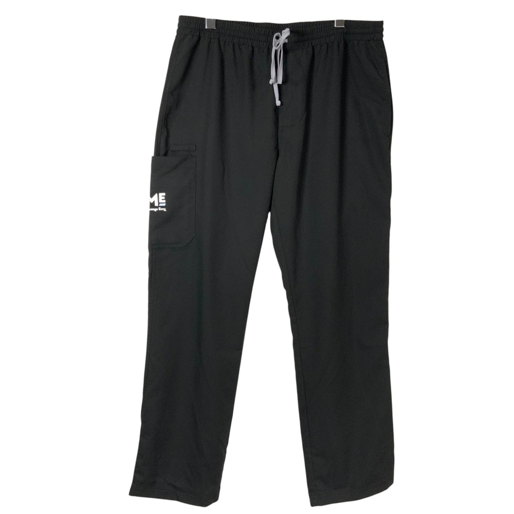 Grey's Anatomy Barco Black Scrub Pants Large Drawstring Cargo Massage Envy